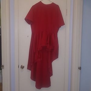 Red hi-lo blouse